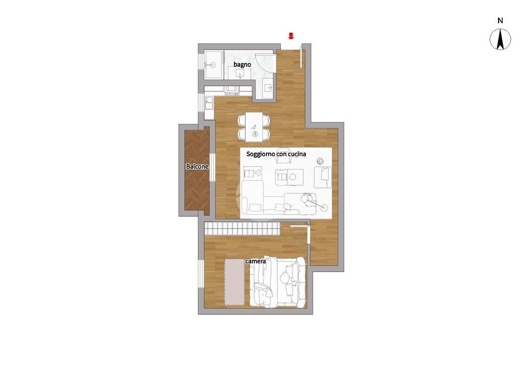 Two-room apartment Via Valle Isorno, Milano (neighborhood Baggio) - floor plans 1
