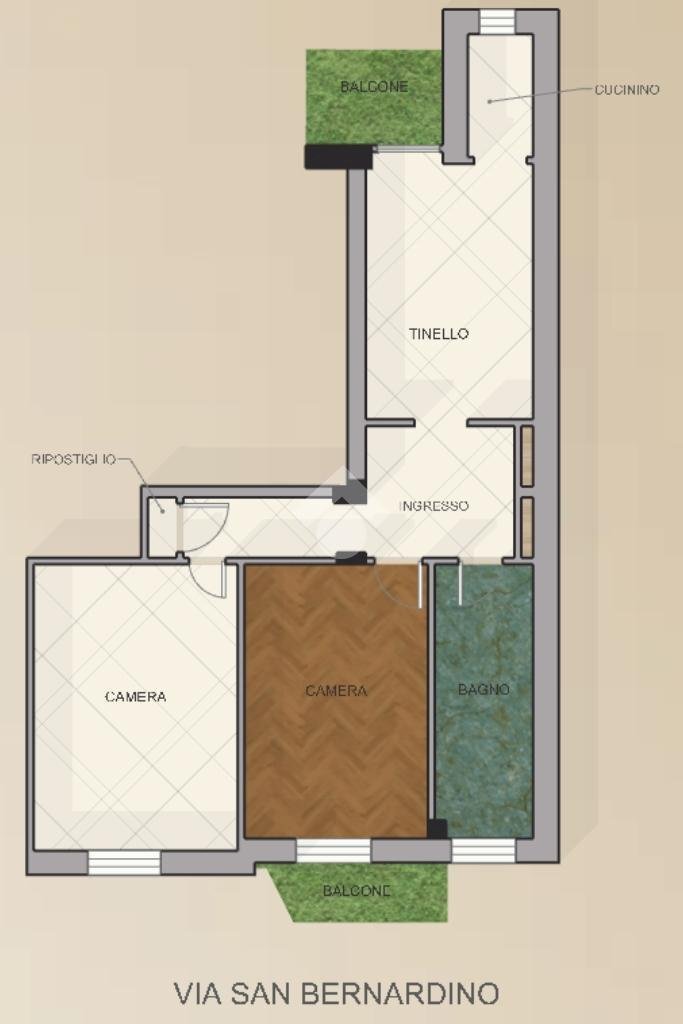 Trilocale Via San Bernardino, Torino (zona San Paolo) - planimetria 1