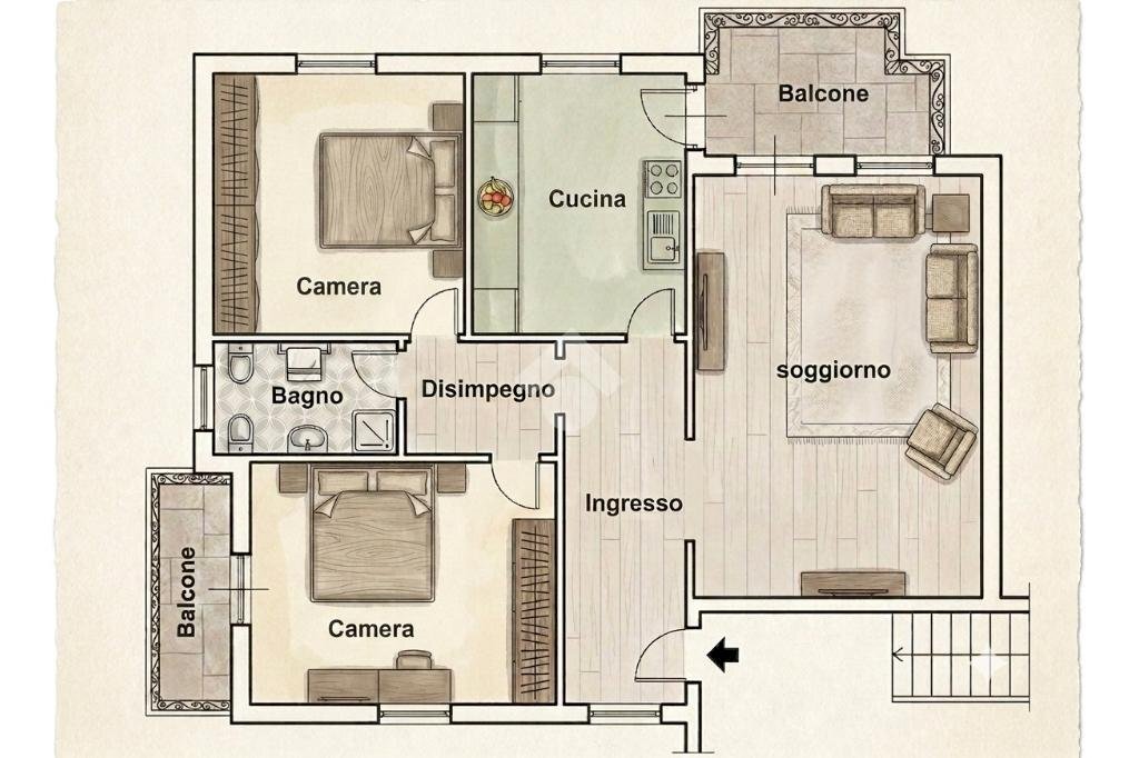 Trilocale VIa Mazzanti, San Pietro in Casale - planimetria 1