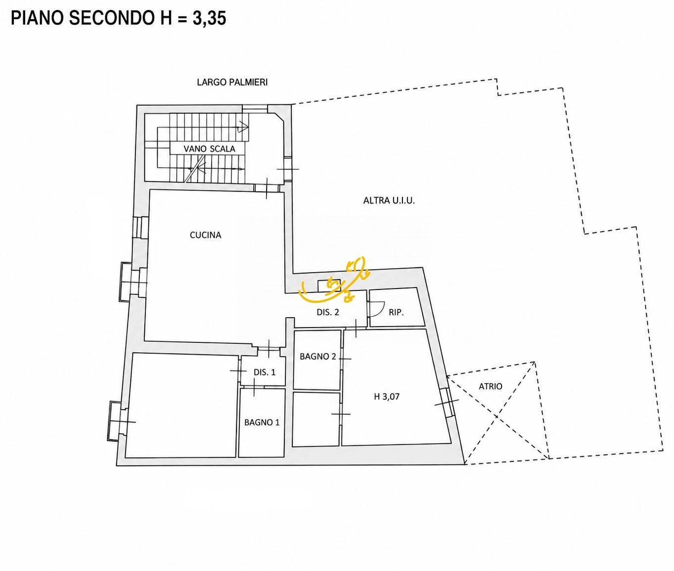 Piano secondo - Appartamento Largo Palmieri, Monopoli - planimetria 1