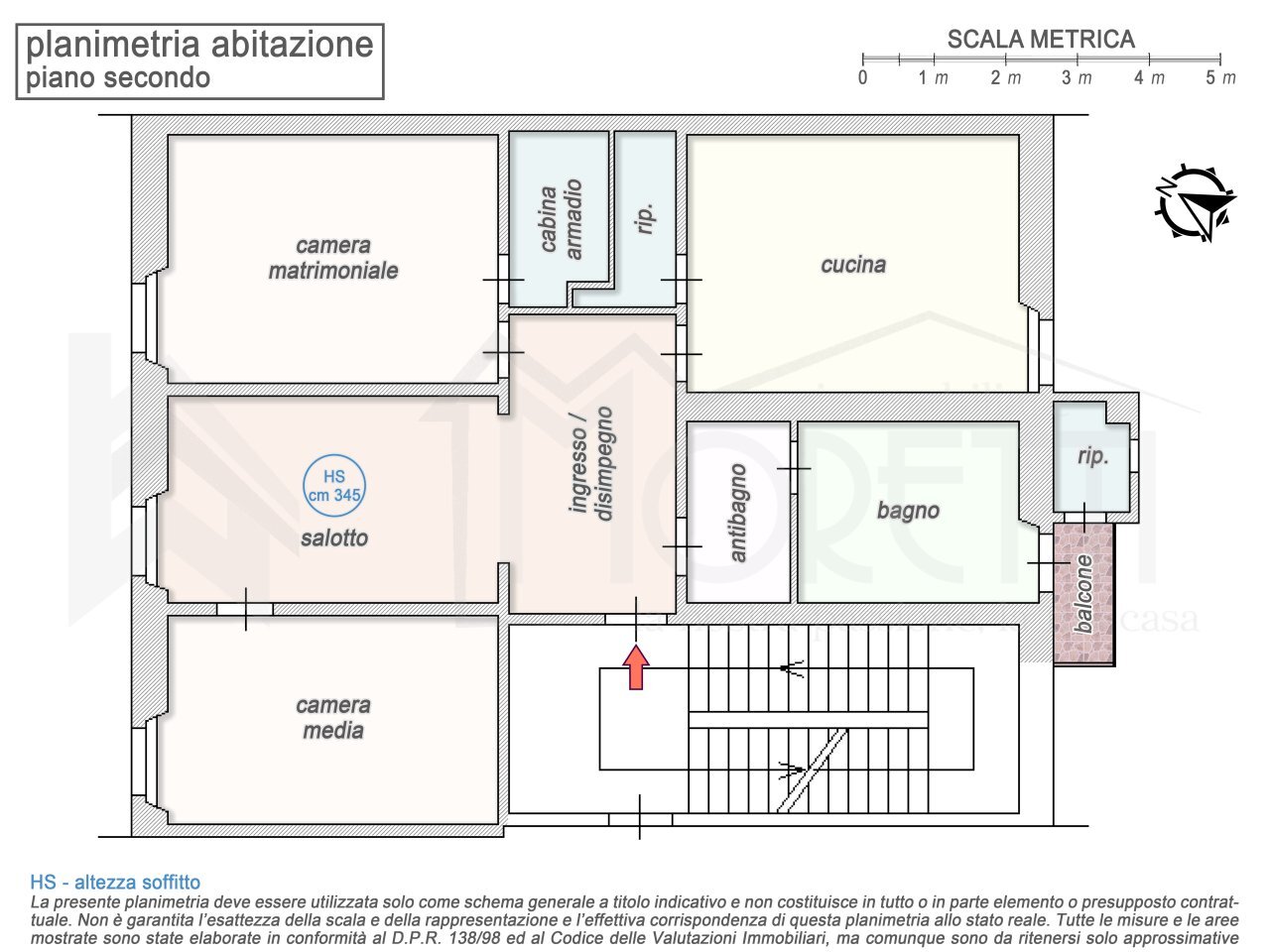 planimetria appartamento - Quadrilocale Piazza della Vittoria, Livorno - planimetria 1