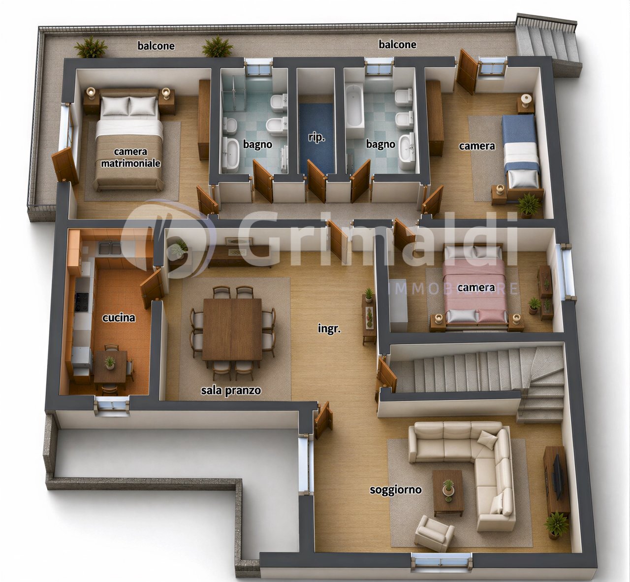 plani 3d ok(1) - Villa Piazzale Felice Dardano 24a, Villata - planimetria 1