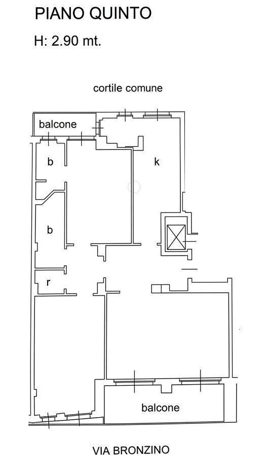 Planimetria - Trilocale Via Bronzino 6, Milano (zona Città Studi) - planimetria 1