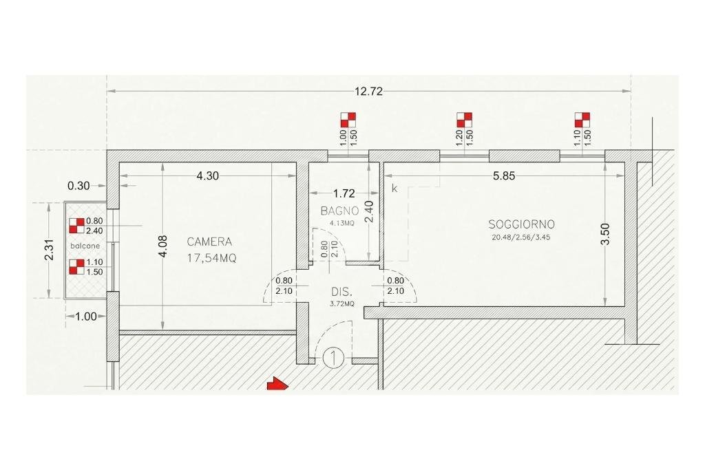Trilocale Viale Piemonte, Rimini - planimetria 1