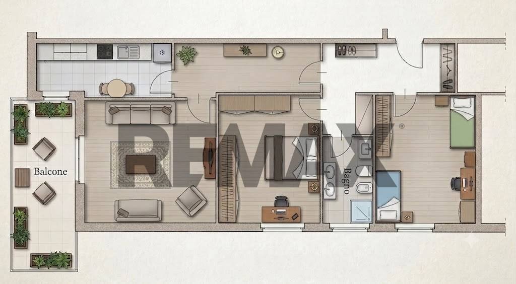Pianta 2D - Three-room apartment Via Palo Laziale
 
53, Ladispoli - floor plans 1
