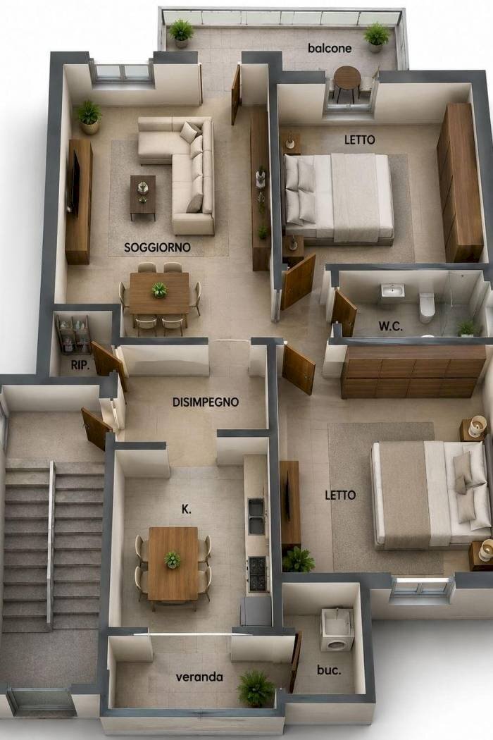 Three-room apartment via Lago d'Arvo, 18, Taranto - floor plans 1