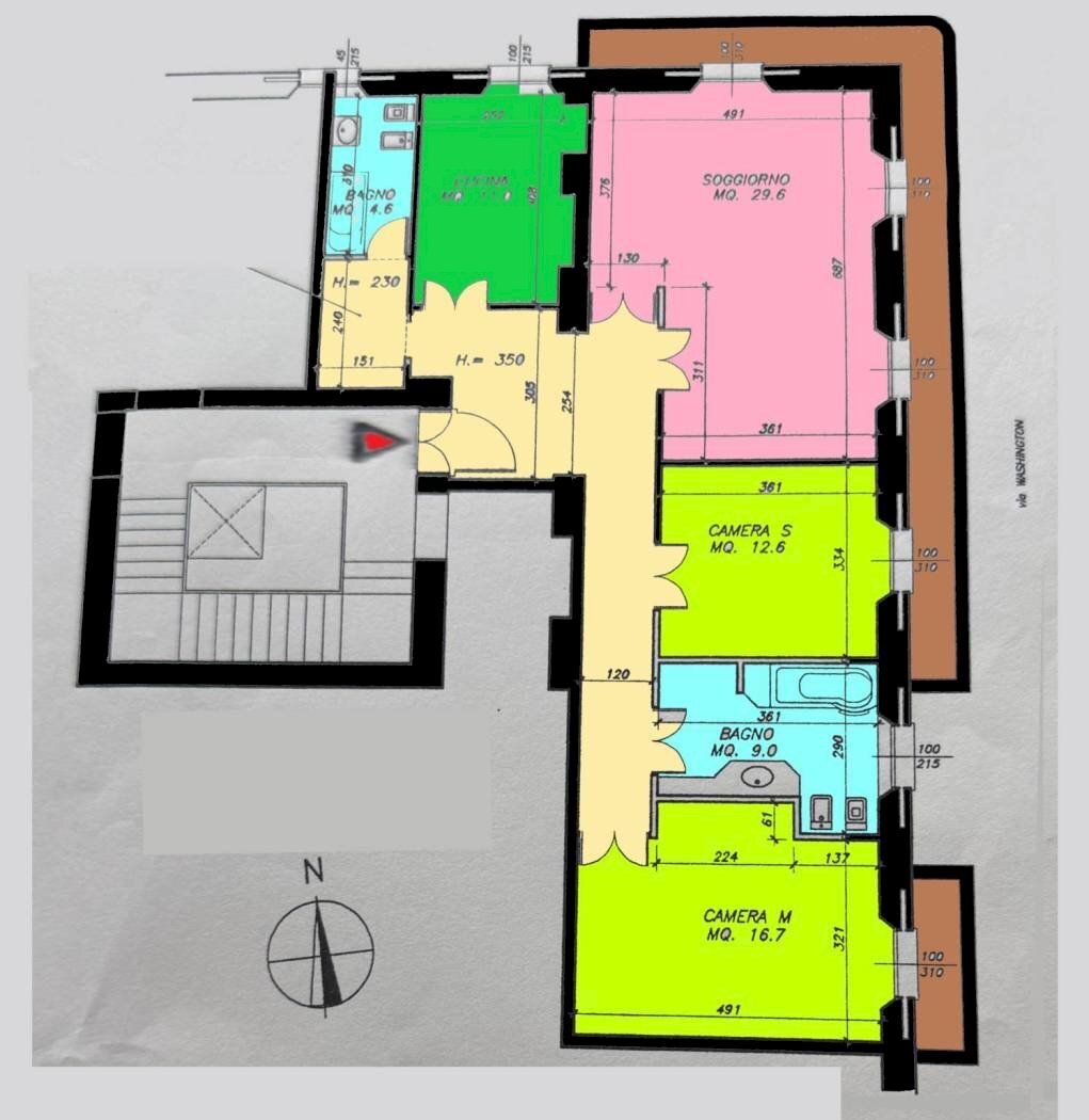 Trilocale via George Washington, 48, Milano (zona Washington) - planimetria 1