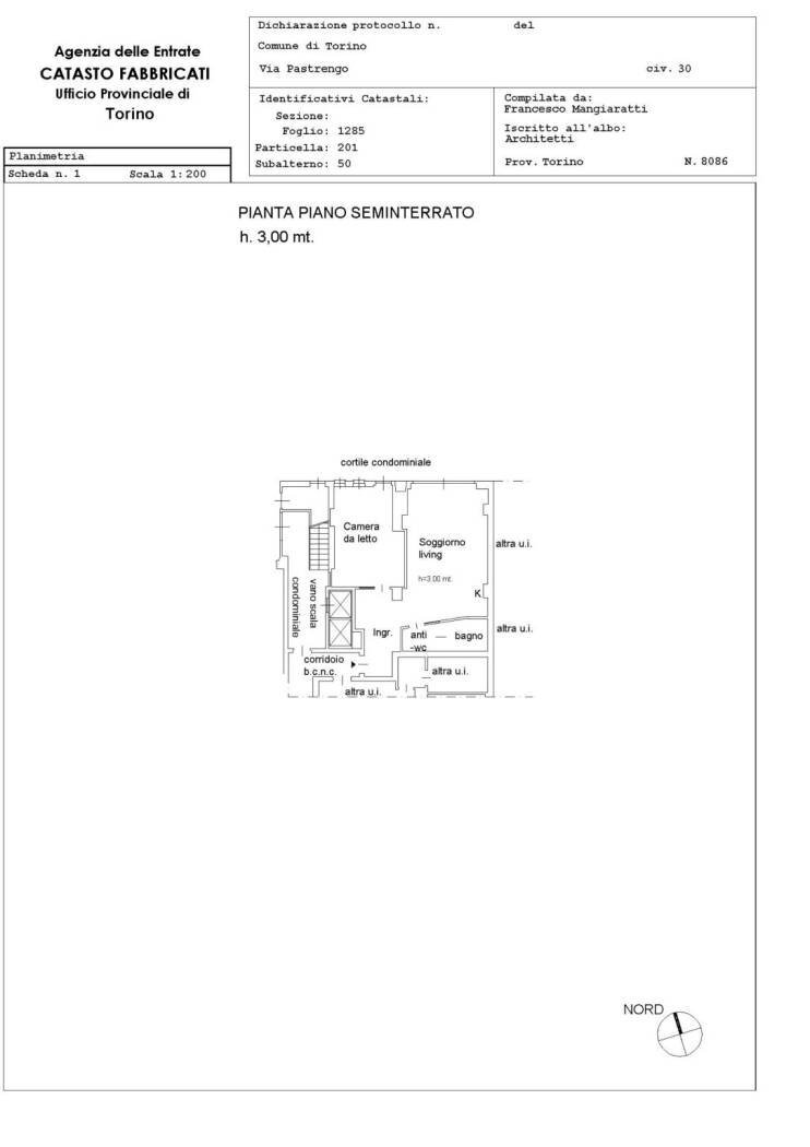 Loft via Pastrengo, 30, Torino (zona Crocetta) - planimetria 1
