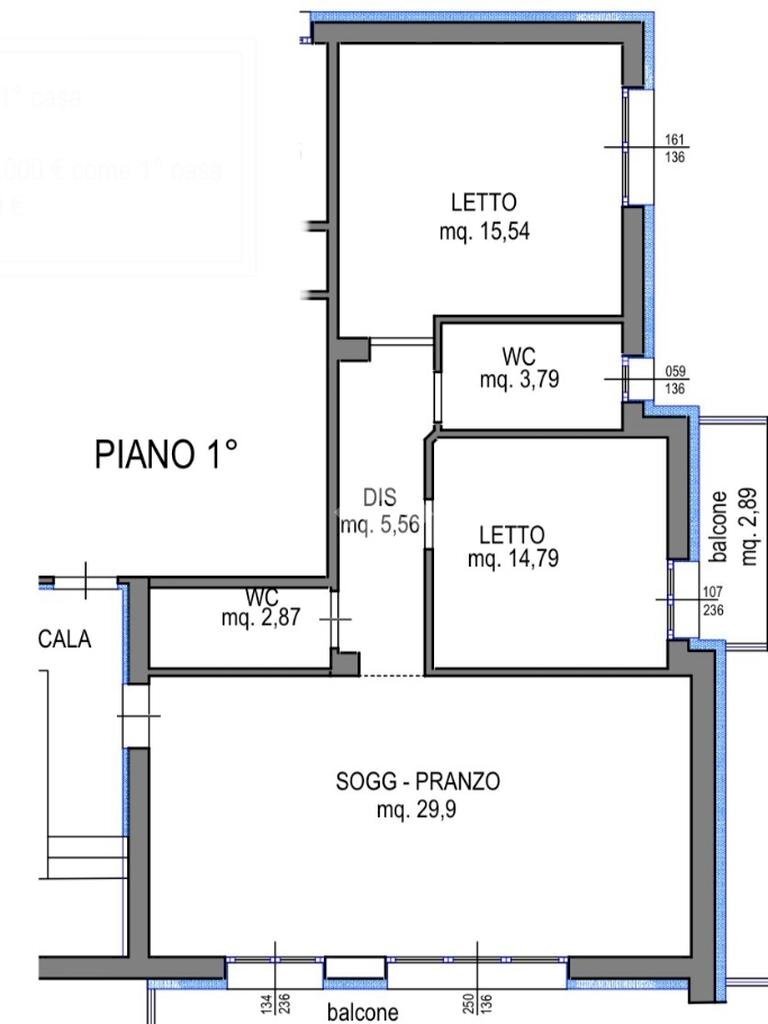 Three-room apartment Via Baronzio, Rimini - floor plans 1