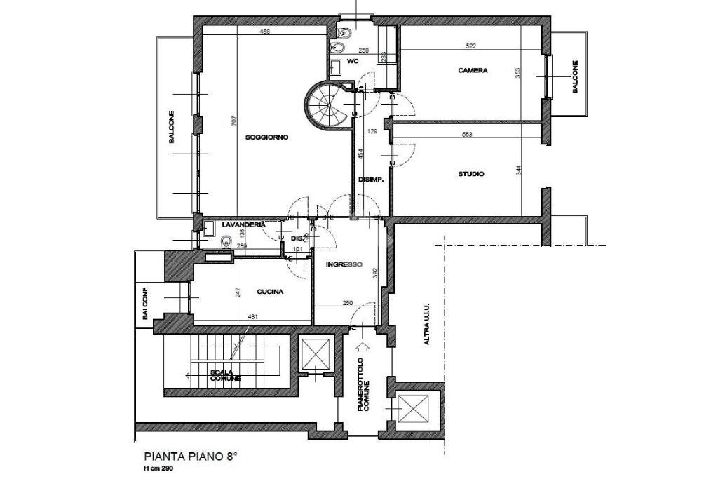 Attico Via Gian Carlo Castelbarco, Milano - planimetria 1