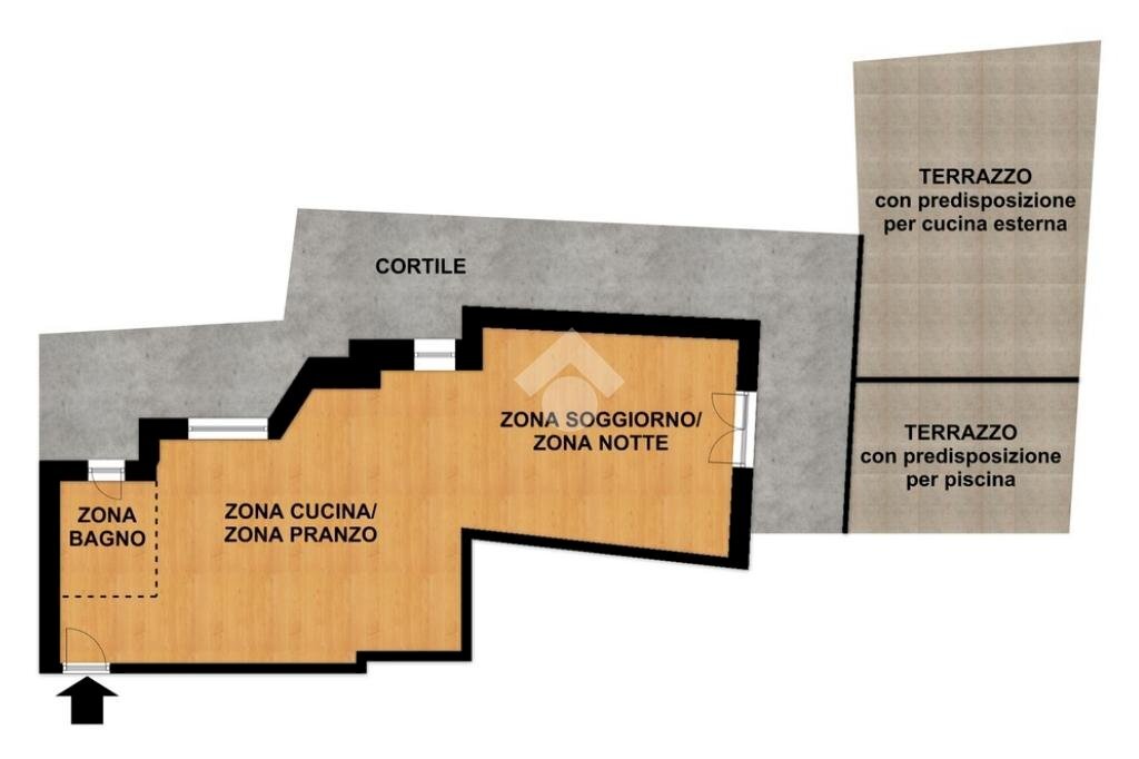 One-room apartment Via Genova, Savona (neighborhood Valloria) - floor plans 1