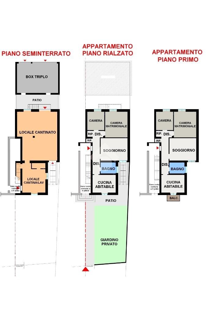 Semi-detached house Via Cesare Battisti, Carugate - floor plans 1