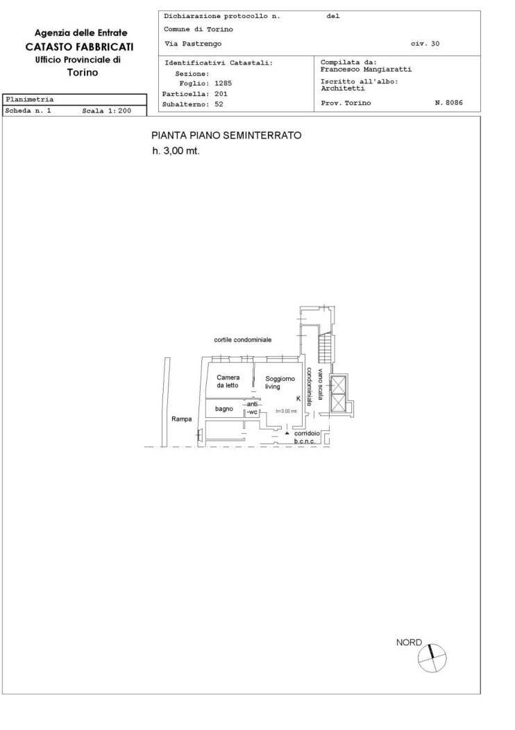 Loft via Pastrengo, 30, Torino (zona Crocetta) - planimetria 1