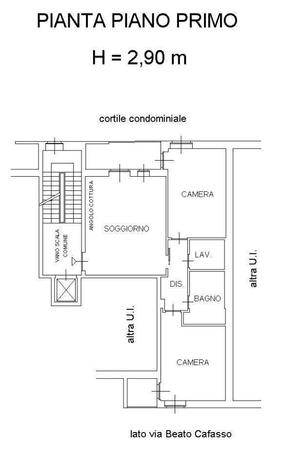Trilocale via Beato Giuseppe Cafasso, 22, Torino (zona Madonna del Pilone) - planimetria 1