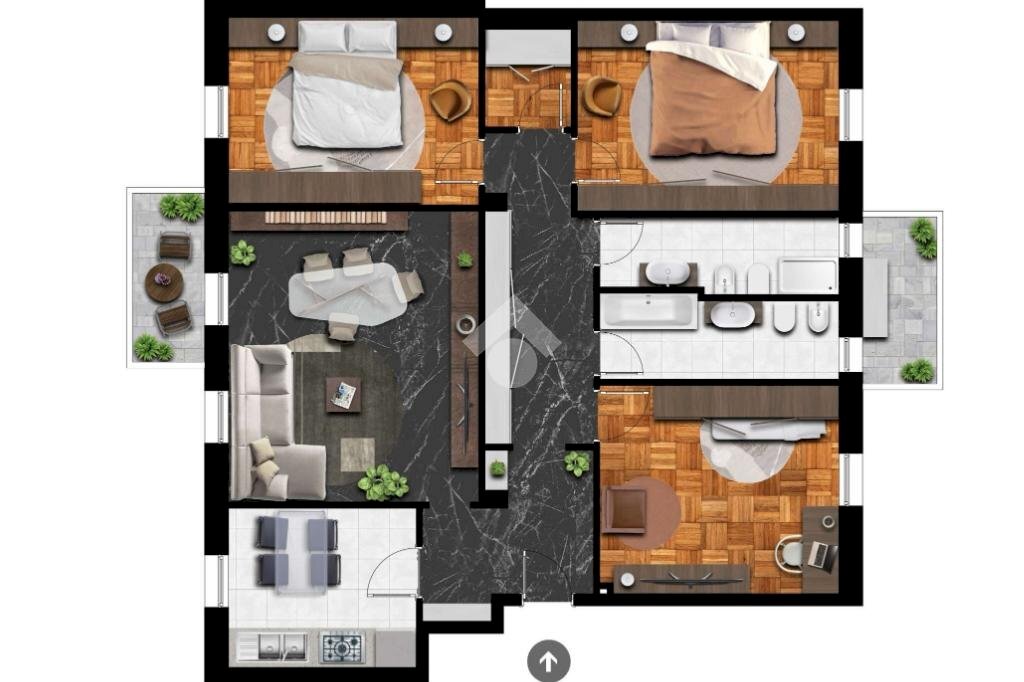 Four-room apartment Corso Guercino, Cento - floor plans 1