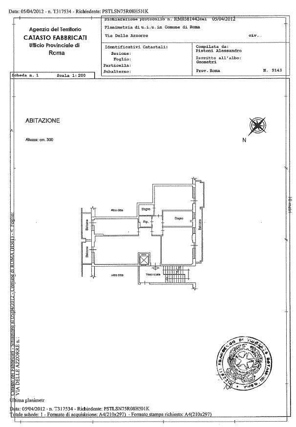 Foto 23 - Trilocale Via Delle Azzorre, Roma - planimetria 1