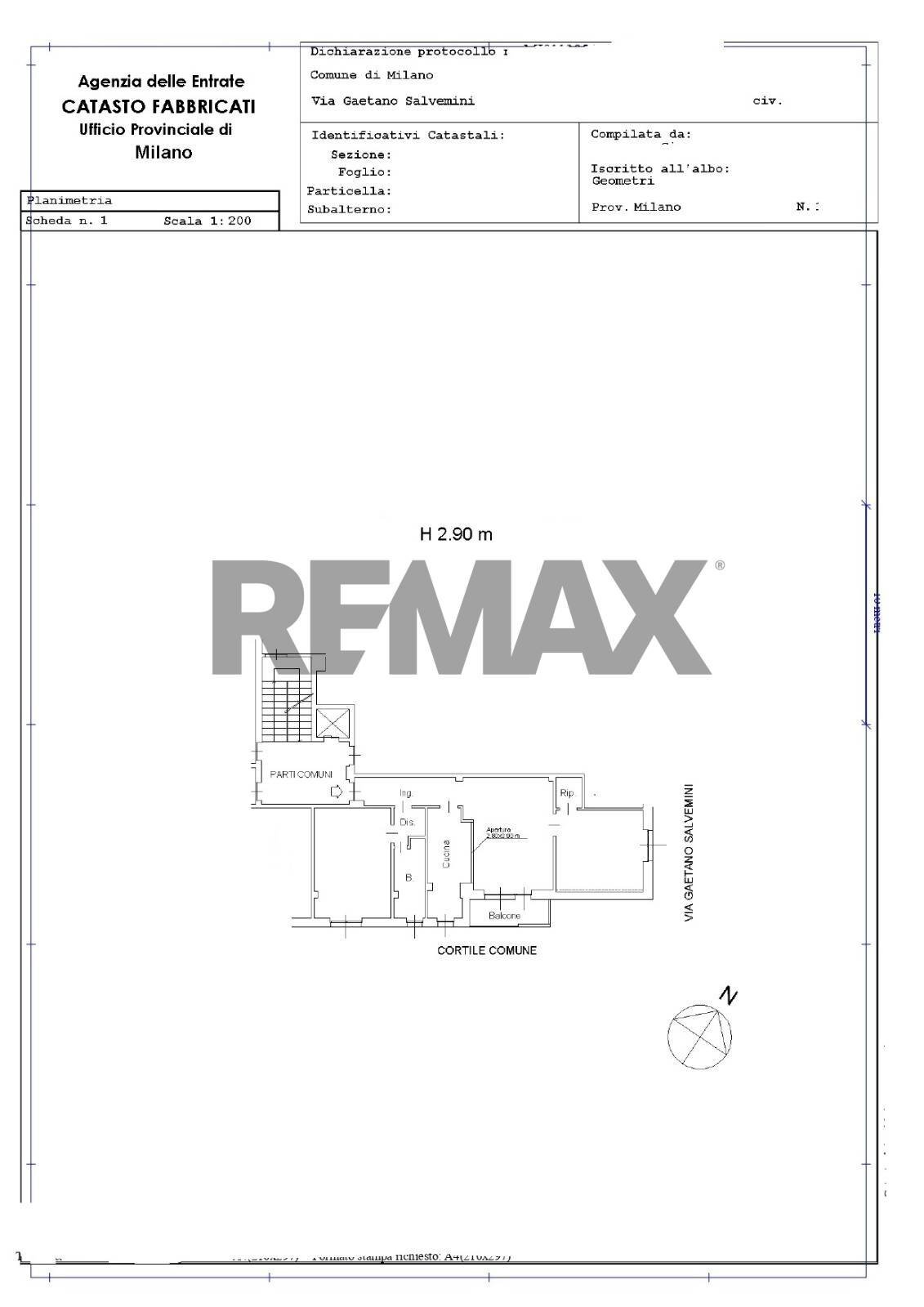 Pianta 2D - Three-room apartment Via Gaetano Salvemini
 
-, Milano - floor plans 1
