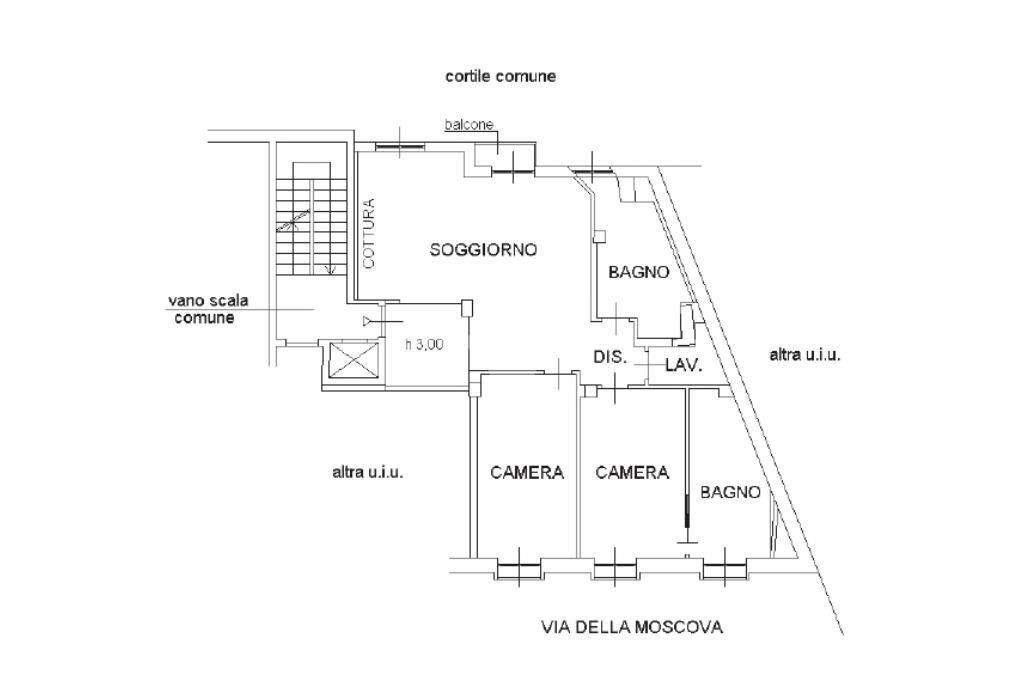 Trilocale Via della Moscova, Milano (zona Moscova) - planimetria 1