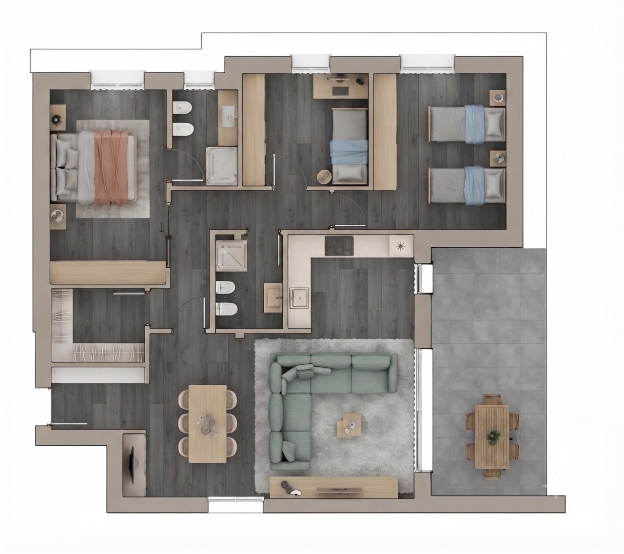 DISEGNO - Four-room apartment Via Taramelli 2, Collebeato - floor plans 1