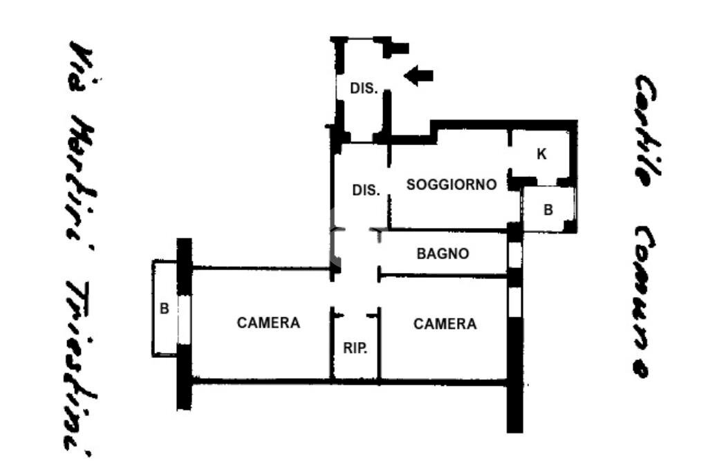 Three-room apartment Via Privata Martiri Triestini, Milano (neighborhood San Siro) - floor plans 1