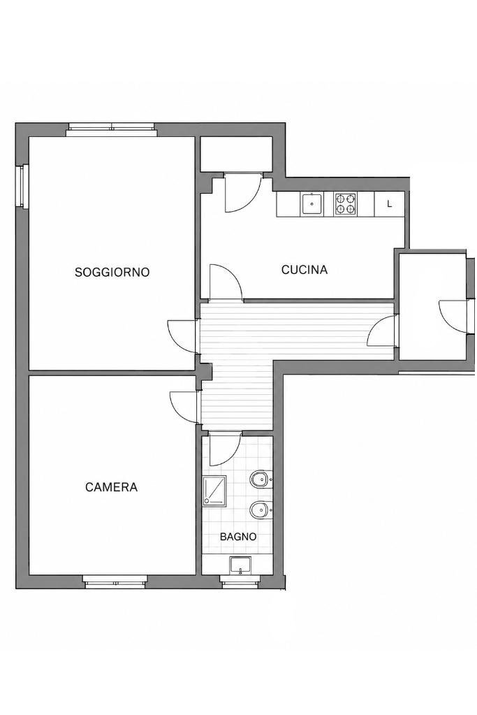 Two-room apartment Via Pierluigi da Palestrina, Parma (neighborhood Cittadella) - floor plans 1