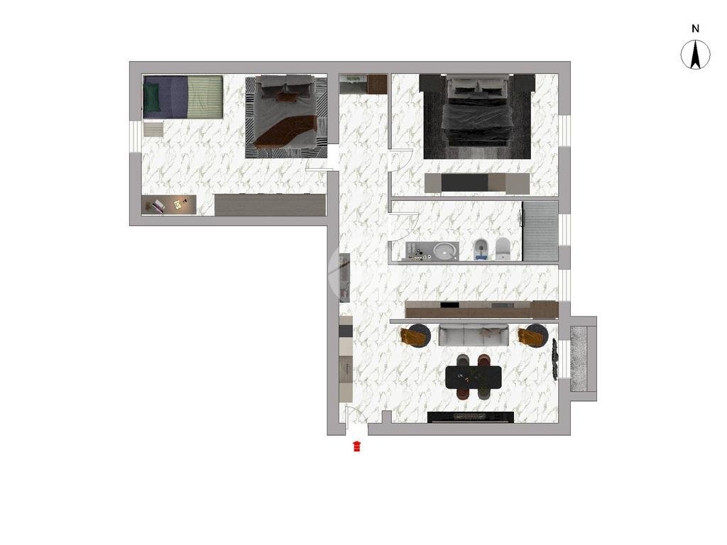 Three-room apartment Via Roma, Corsico - floor plans 1