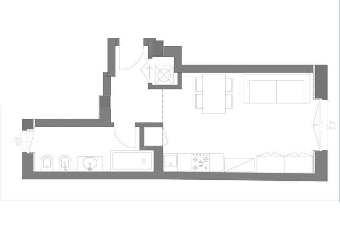 Planimetria - One-room apartment via Maj, Bergamo - floor plans 1