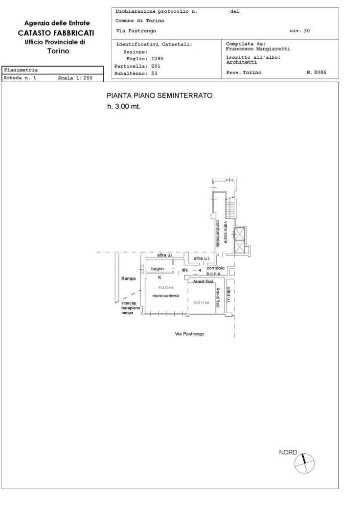 Loft via Pastrengo, 30, Torino (zona Crocetta) - planimetria 1