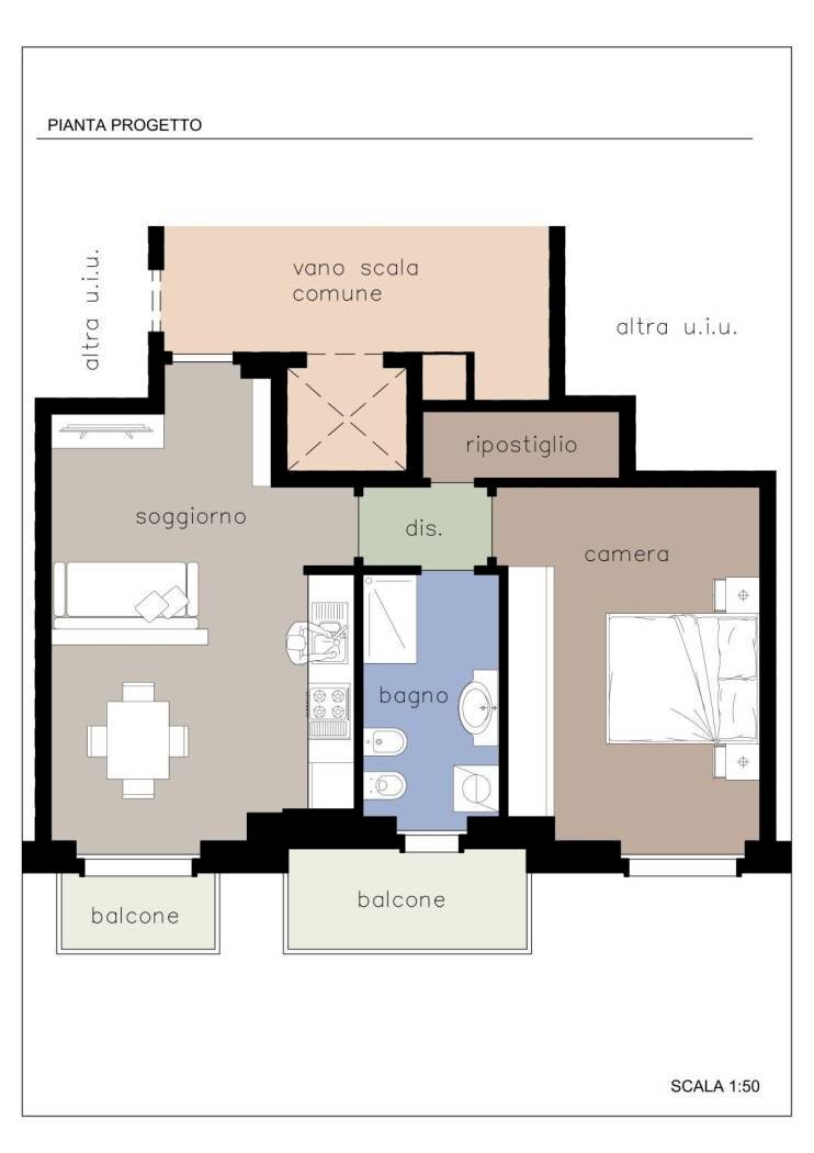 Two-room apartment Busca - floor plans 1