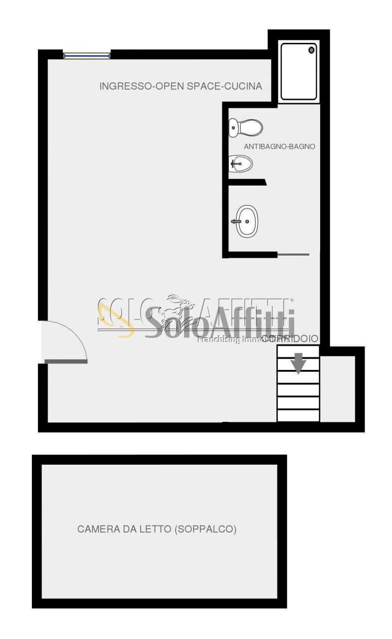Planimetria a scopo illustrativo - One-room apartment Via Alboino  4, Pavia - floor plans 1