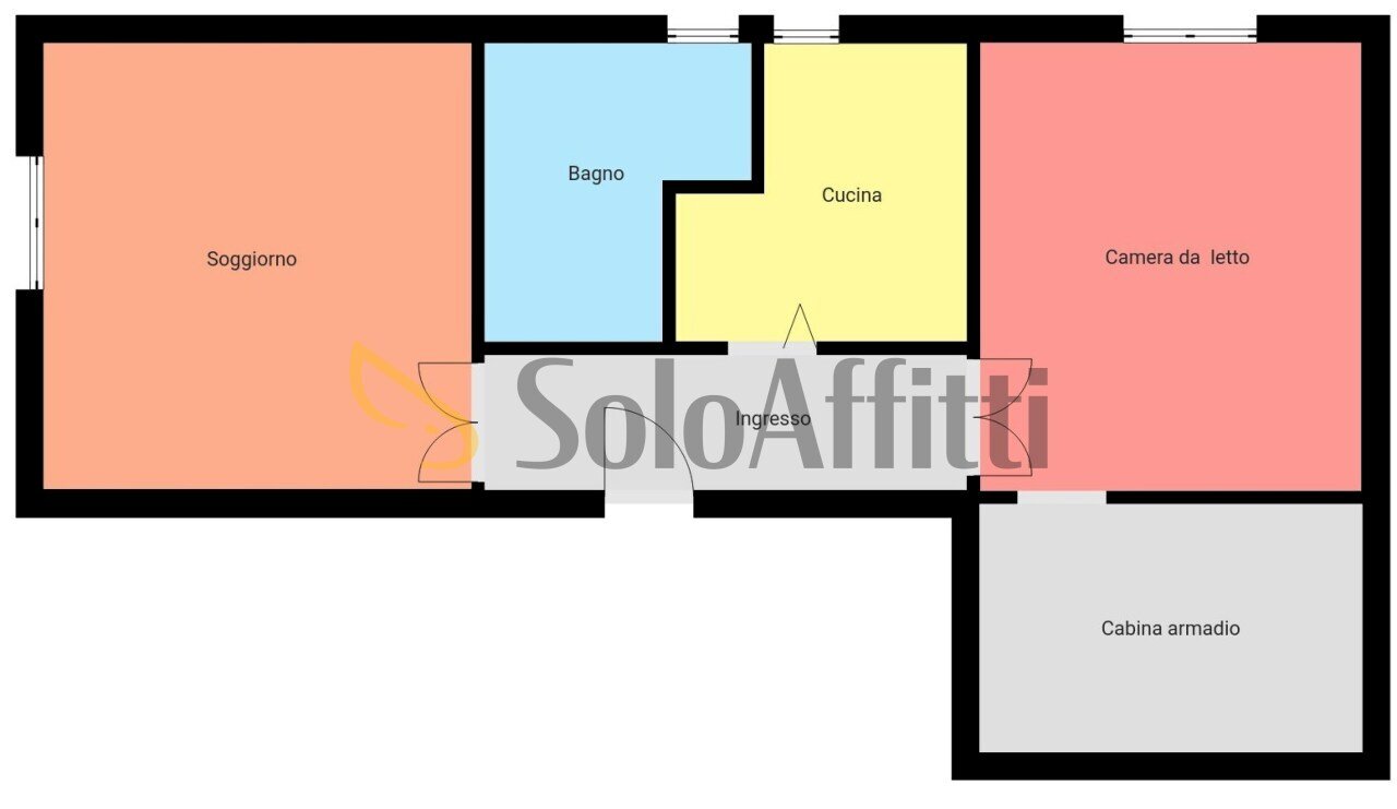Planimetria a scopo illustrativo - Two-room apartment Piazzale Porta Garibaldi 2, Pavia - floor plans 1