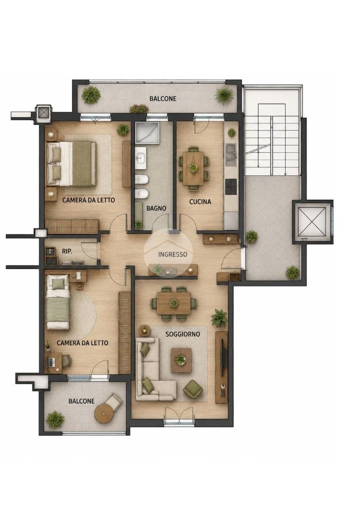 Three-room apartment Via riccardo pitteri, Milano (neighborhood Rubattino) - floor plans 1