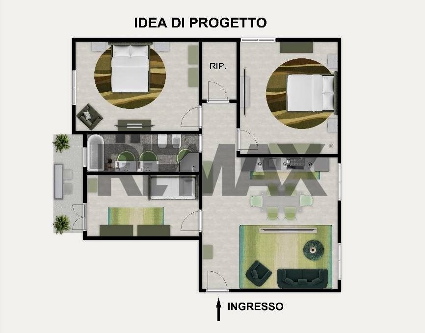 Pianta 2D - Four-room apartment Corso Berio
 
26, Cairo Montenotte - floor plans 1