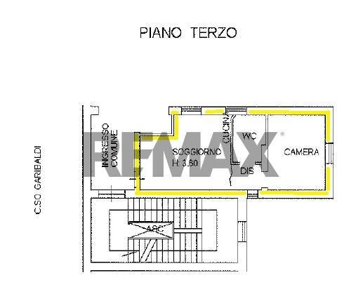 Pianta 2D - Two-room apartment Corso Giuseppe Garibaldi
 
78, Ancona - floor plans 1