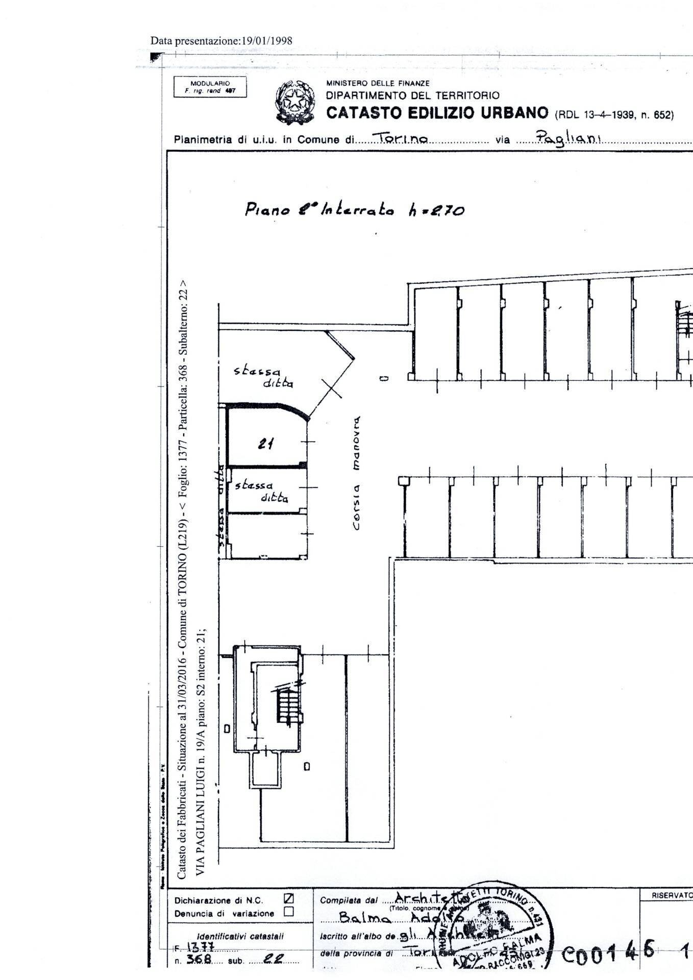 Planimetria - Box Via Luigi Pagliani
 
19, Torino - floor plans 1