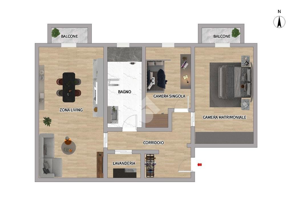 Three-room apartment Largo Dei Gelsomini, Milano (neighborhood Giambellino) - floor plans 1