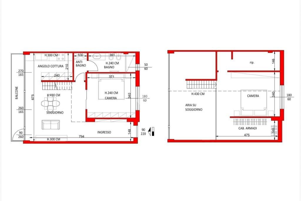 Four-room apartment Via Vappa, La Spezia (neighborhood Rebocco) - floor plans 1