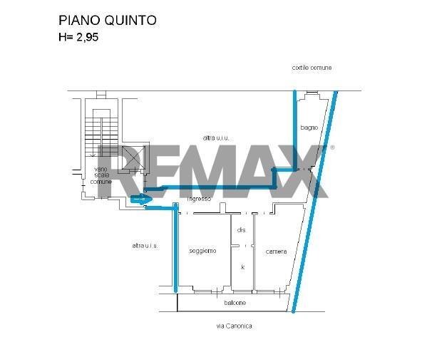 Pianta 2D - Bilocale Via Luigi Canonica
 
64, Milano - planimetria 1