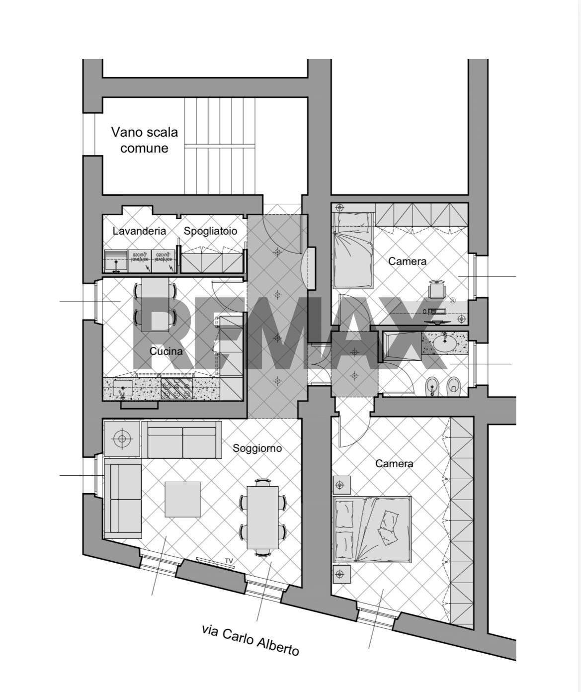 Pianta 2D - Three-room apartment Via Carlo Alberto
 
31, Bergamo - floor plans 1