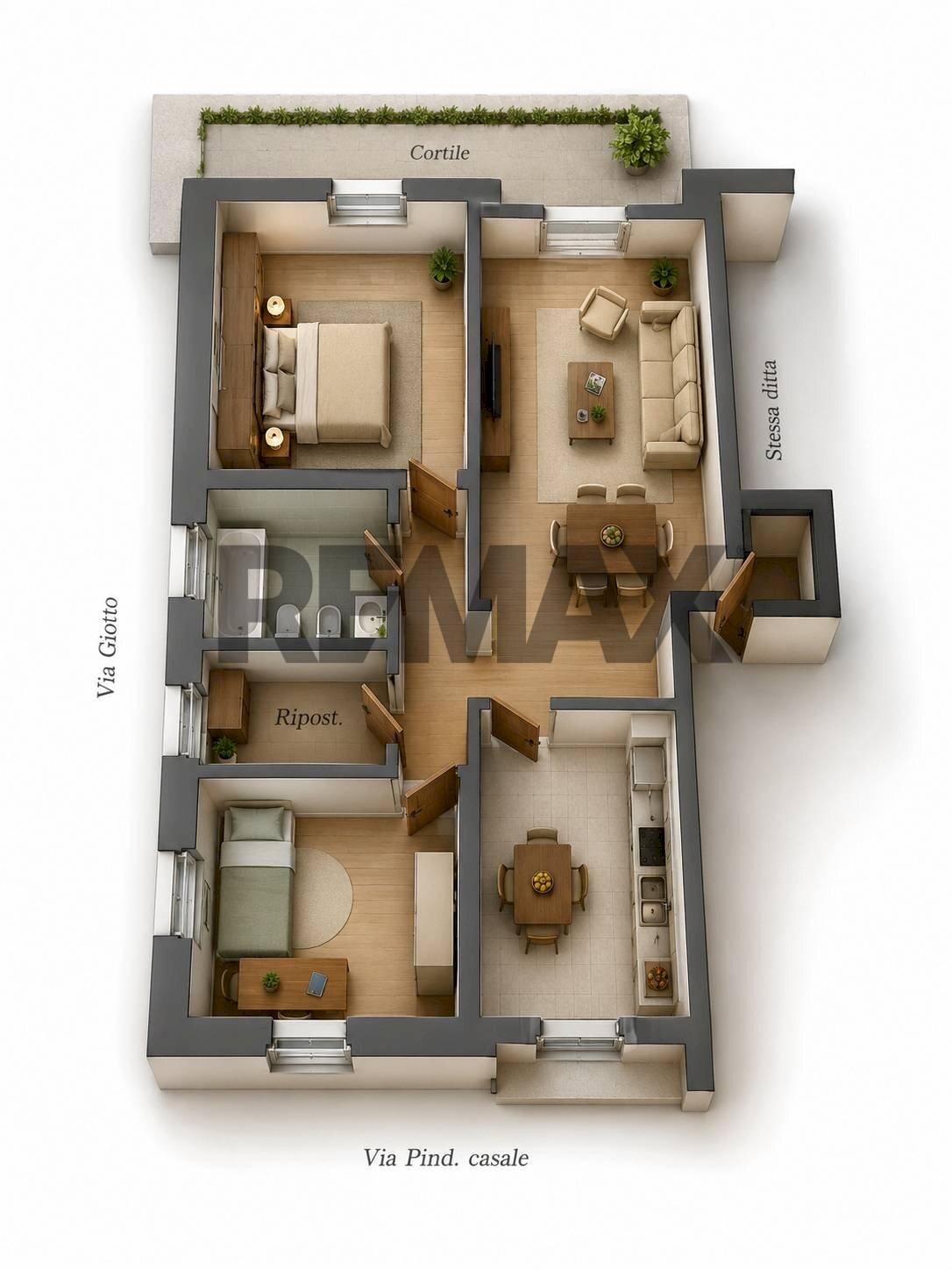 Pianta 3D - Appartamento VIA MONTE CENCIO
 
50, Ragusa - planimetria 1
