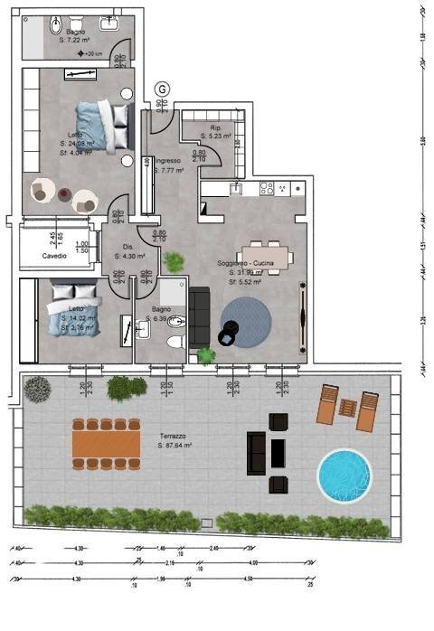 Foto 17 - Four-room apartment Poggio Rusco - floor plans 1