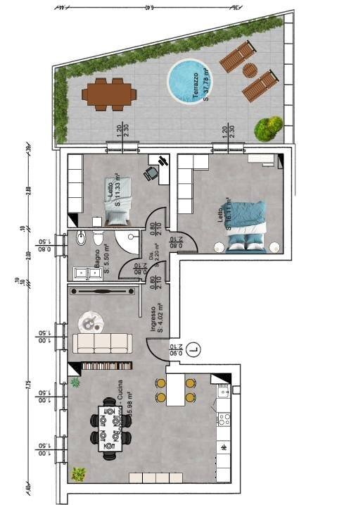 Foto 14 - Three-room apartment Poggio Rusco - floor plans 1