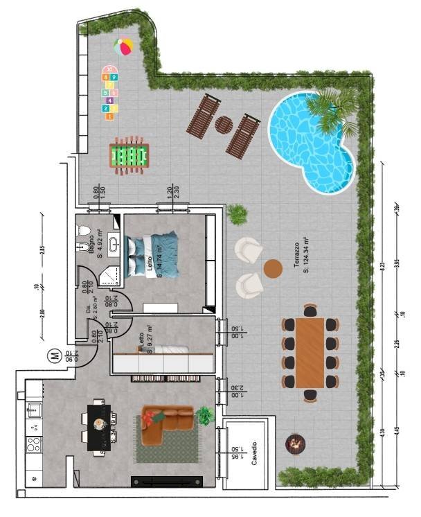 Foto 14 - Three-room apartment Poggio Rusco - floor plans 1