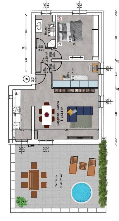 Foto 12 - Three-room apartment Poggio Rusco - floor plans 1