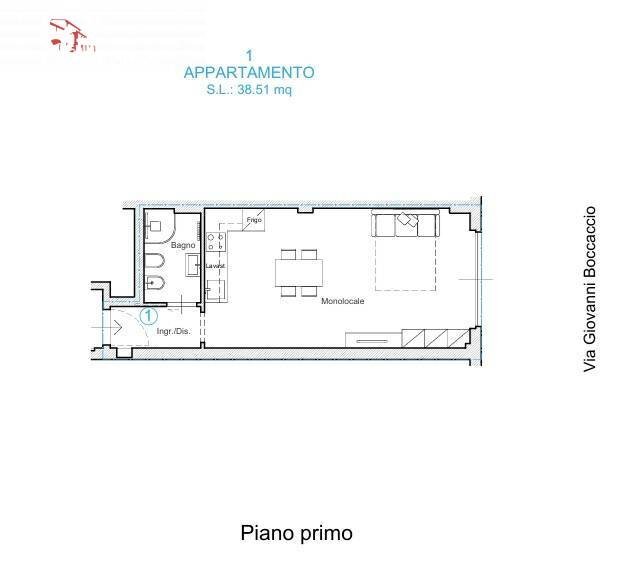 Foto 2 - One-room apartment via Goito
 
40, Firenze - floor plans 1