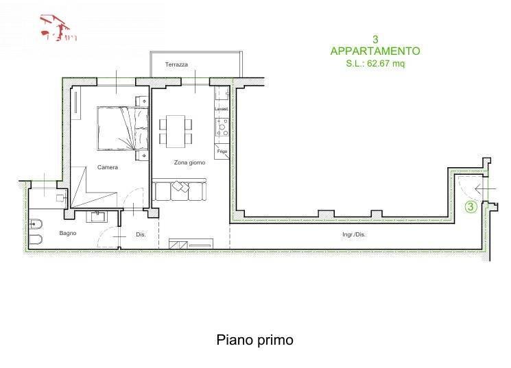 Foto 3 - Bilocale Via Goito
 
24, Firenze - planimetria 1