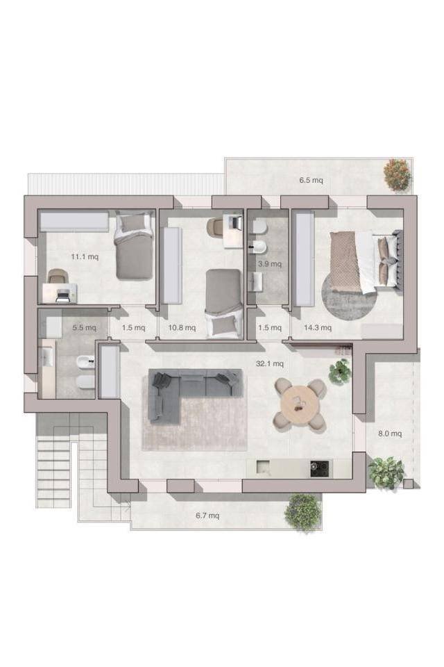 Four-room apartment via Tomba, 76, Santarcangelo di Romagna - floor plans 1
