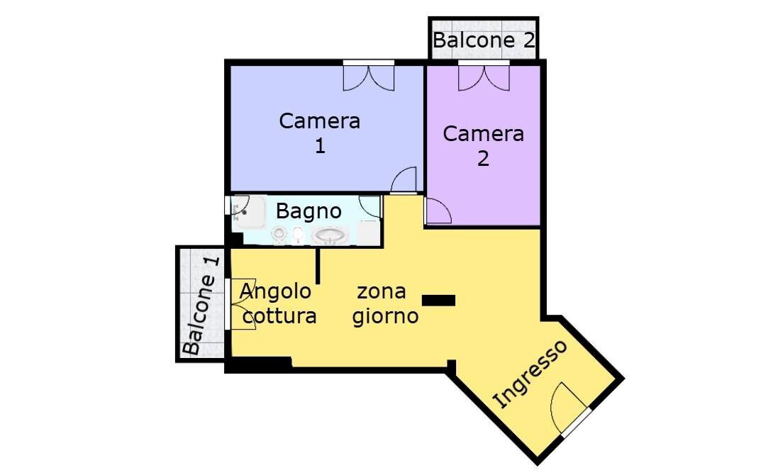 Trilocale via Bonifacio, 1, Genova (zona Marassi) - planimetria 1