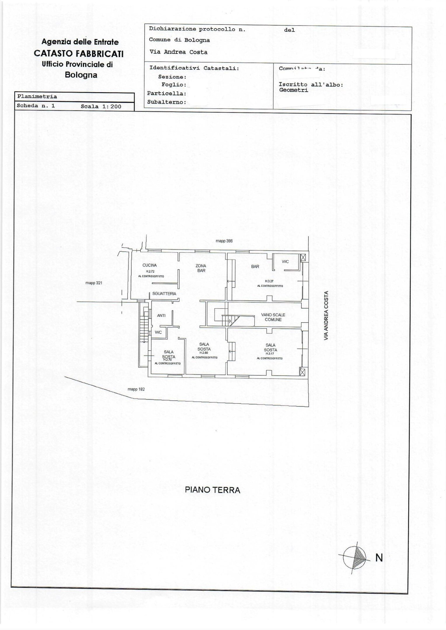 Negozio via Andrea Costa, 208, Bologna (zona Costa Saragozza) - planimetria 1