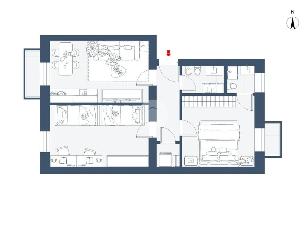 Three-room apartment Via Angelo Inganni, Milano (neighborhood Inganni) - floor plans 1
